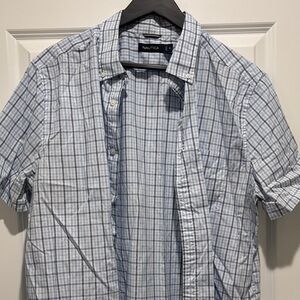 Nautica Men's Blue Plaid Button-Down Shirt